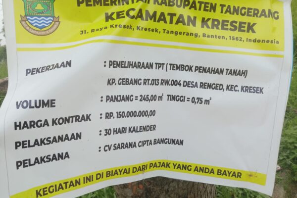 Aroma Korupsi Menguar dari Proyek TPT Desa Renged: Dugaan Rekayasa Volume dan Spesifikasi, CV Sarana Cipta Bangunan Diduga Permainkan Uang Negara