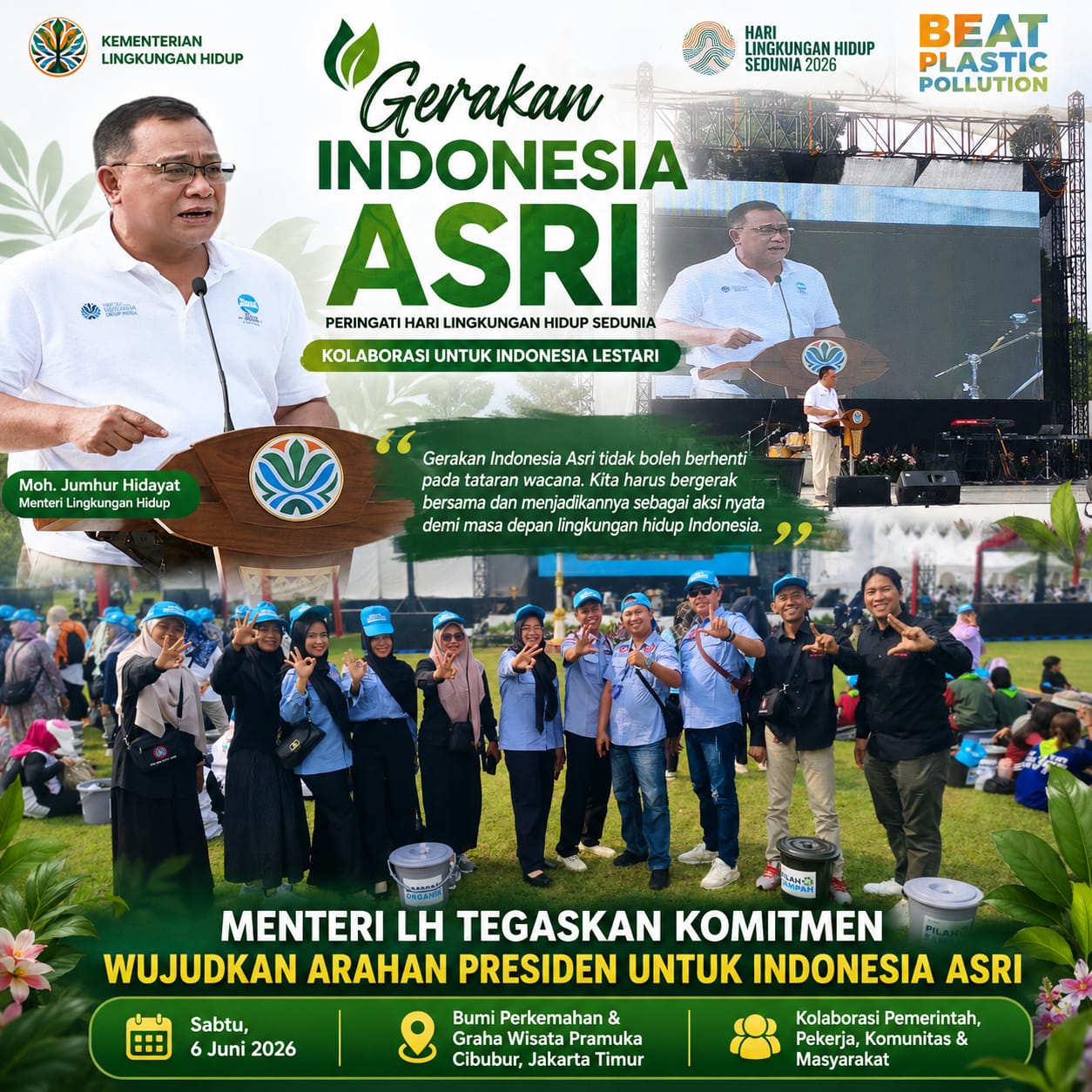 Gerakan Indonesia Asri Diperingati di Cibubur, Menteri LH Tegaskan Komitmen Wujudkan Arahan Presiden