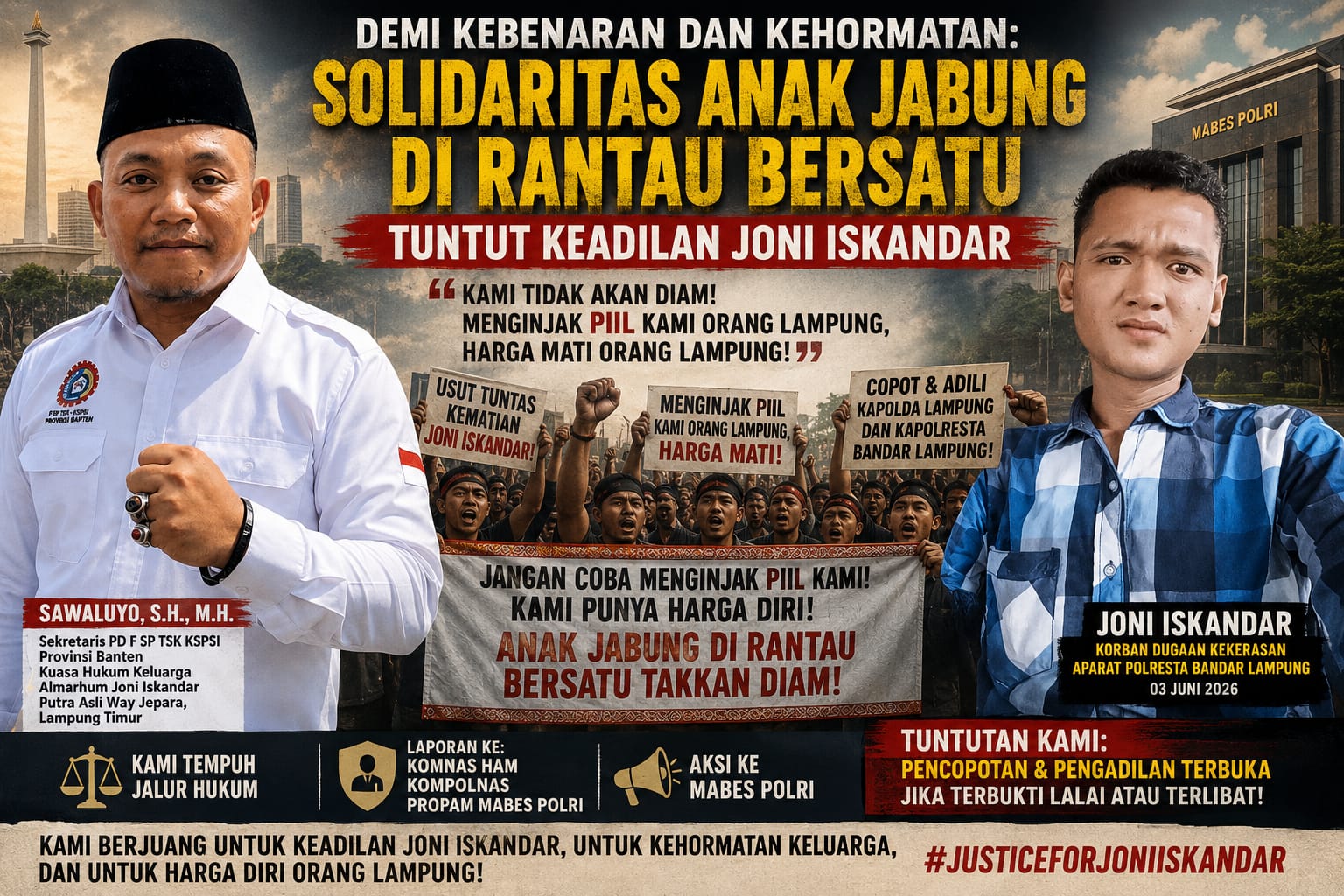 Gelombang Solidaritas Menguat, Anak Jabung Desak Pengusutan Tuntas Kasus Joni Iskandar