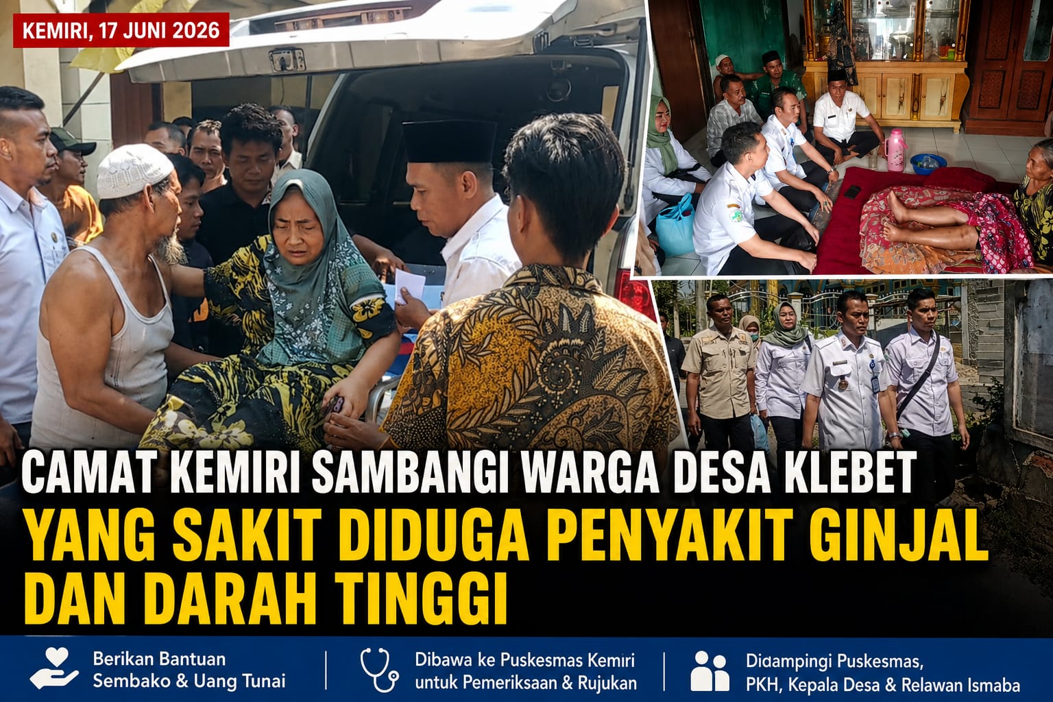 Camat Kemiri Sambangi Warga Desa Klebet yang Sakit, Berikan Bantuan dan Fasilitasi Pengobatan