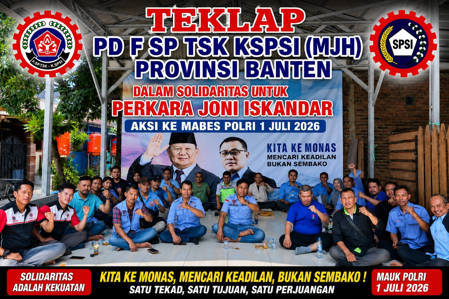 Massa Serikat Pekerja Banten Siap Bergerak ke Mabes Polri, Sekitar 250 Orang Nyatakan Solidaritas untuk Joni Iskandar