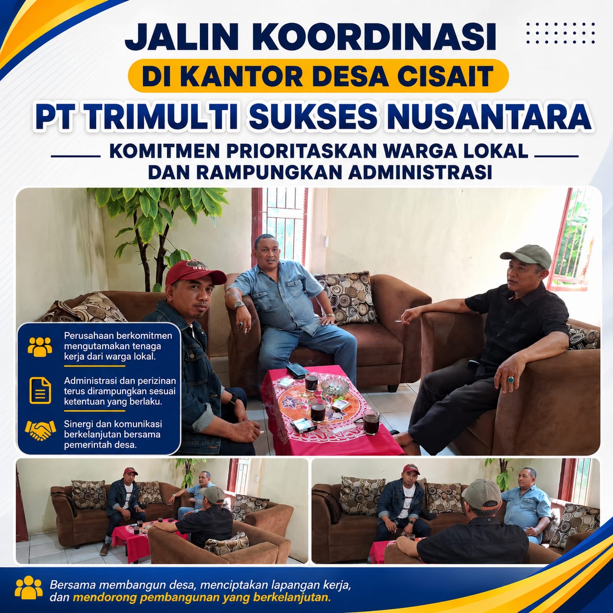 Jalin Koordinasi di Kantor Desa Cisait, PT Trimulti Sukses Nusantara Komitmen Prioritaskan Warga Lokal dan Rampungkan Administrasi