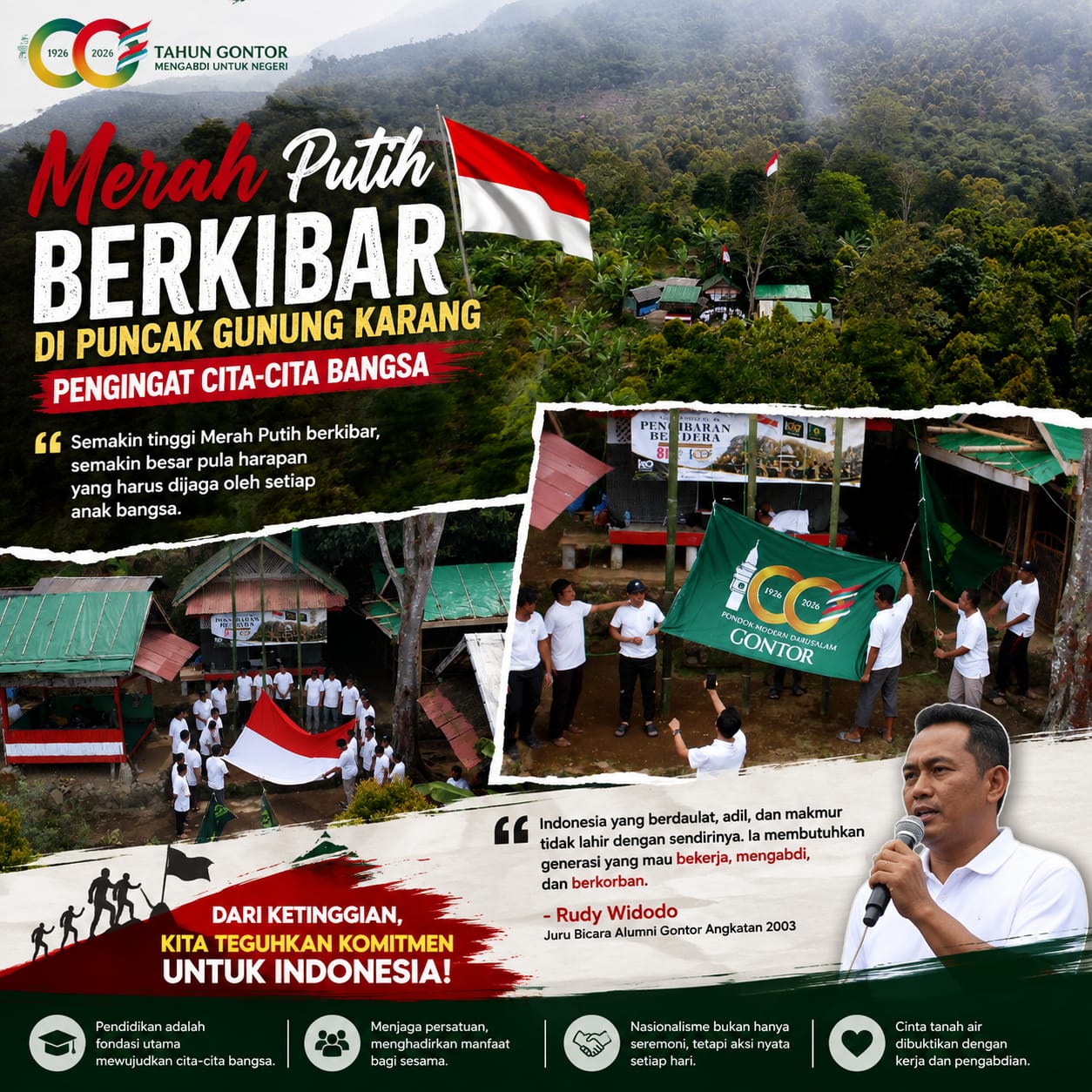 Rudy Widodo: Di Puncak Gunung Karang, Merah Putih Berkibar Mengingatkan Cita-cita Bangsa yang Tak Boleh Padam