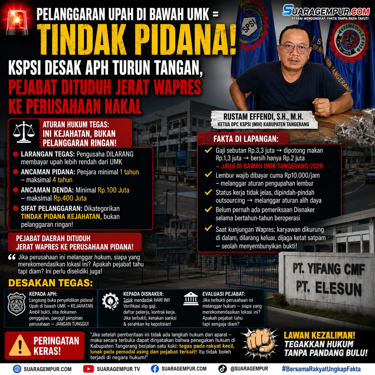 Kunjungan Wapres Gibran ke PT Yifang CME & PT Elesun: Di Balik Kemegahan, Muncul Dugaan Pelanggaran Pidana Upah hingga Praktik Eksploitasi Buruh
