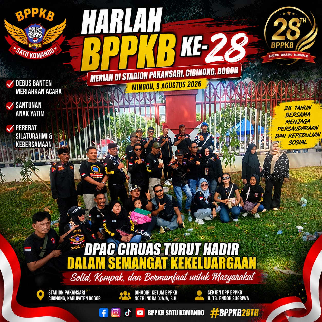 Harlah BPPKB ke-28 di Stadion Pakansari: Debus Banten, Santunan Anak Yatim, dan Semangat Persaudaraan Menggema