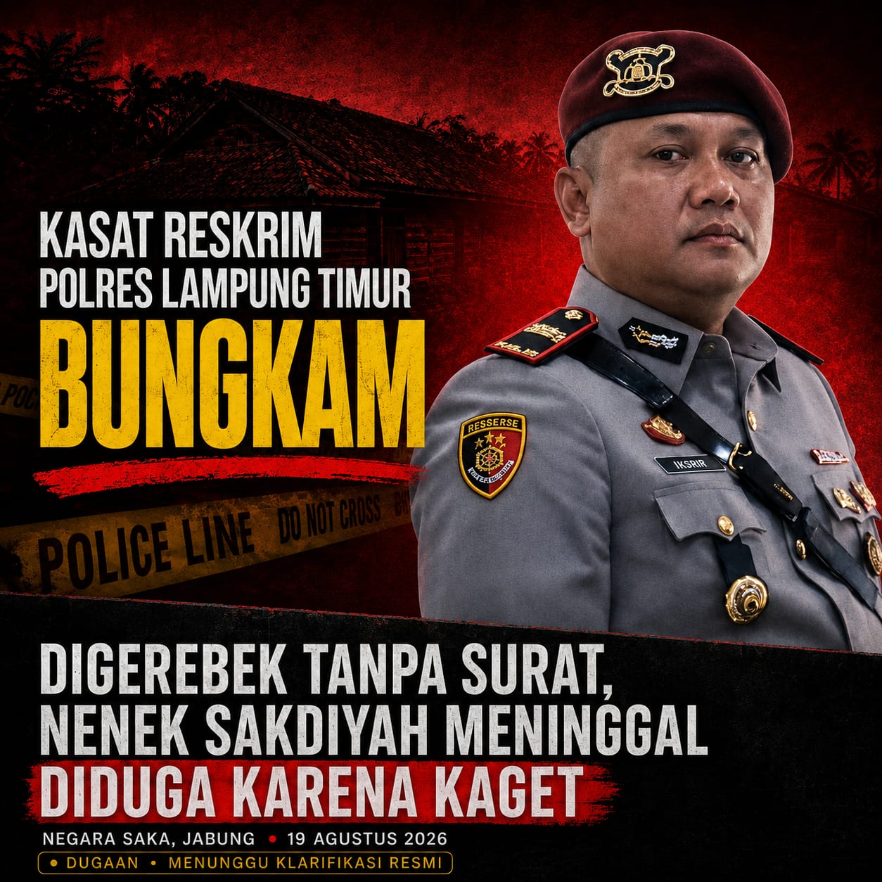 Kasat Reskrim dan Kapolres Lampung Timur Bungkam soal Penggerebekan yang Tewaskan Nenek