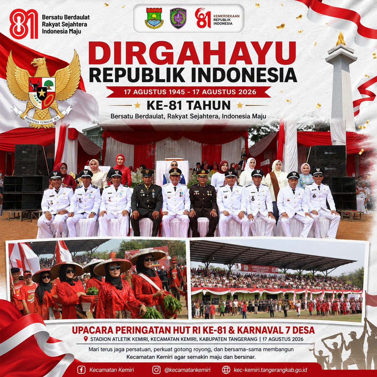 Kemeriahan HUT RI ke-81 Pecah di Stadion Atletik Kemiri, Karnaval 7 Desa Warga Unjuk Kreativitas