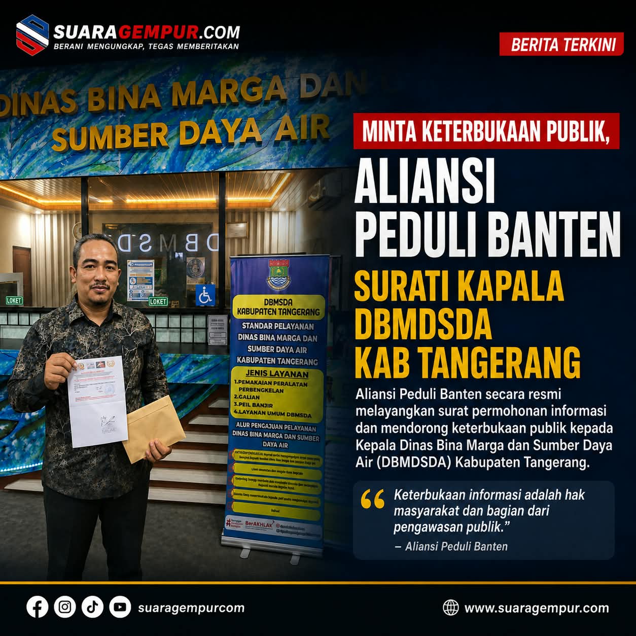 Aliansi Peduli Banten Layangkan Surat Audiensi ke DBMDSDA Tangerang, Soroti Proyek Jalan Cisoka-Cangkudu