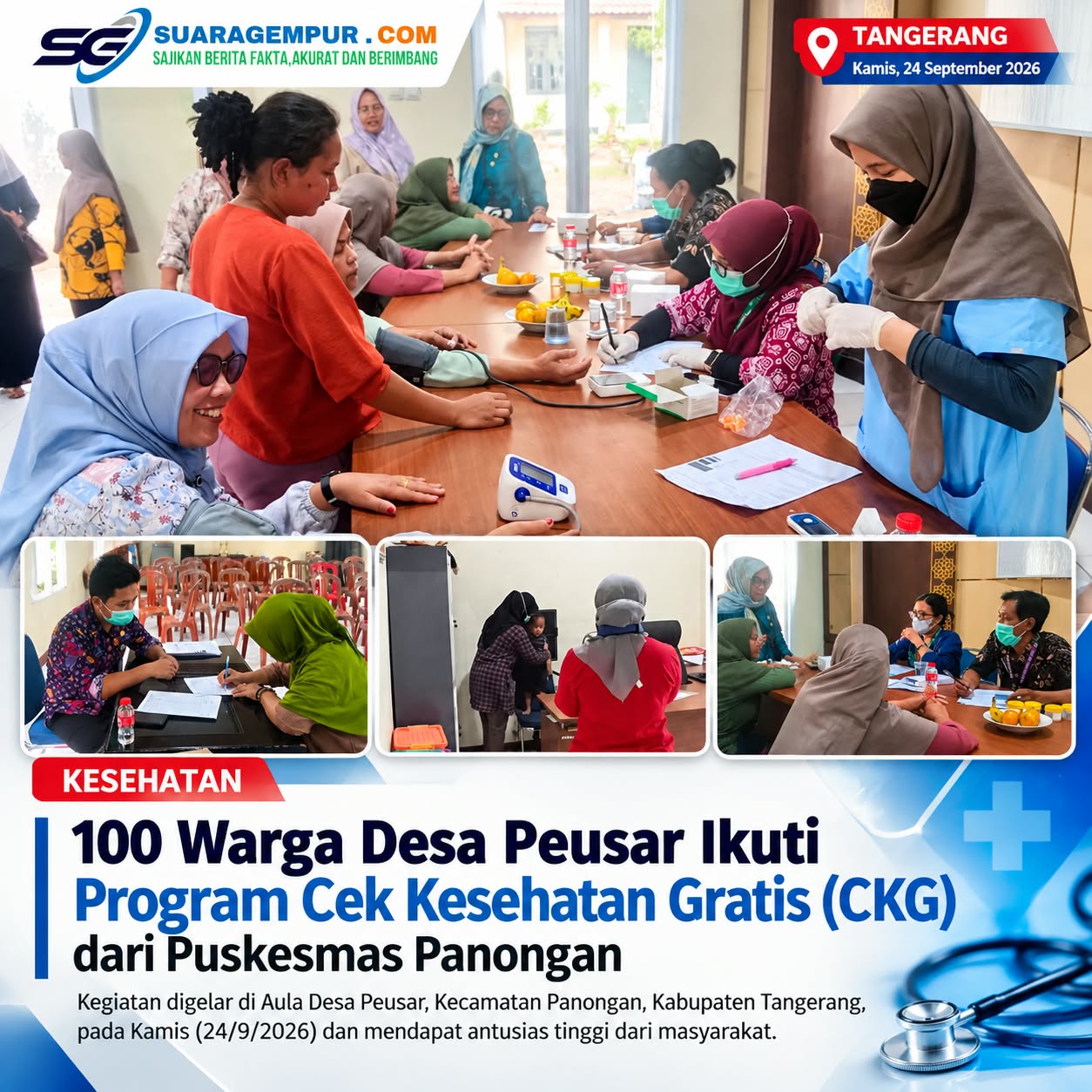 100 Warga Desa Peusar Ikuti Cek Kesehatan Gratis dari Puskesmas Panongan