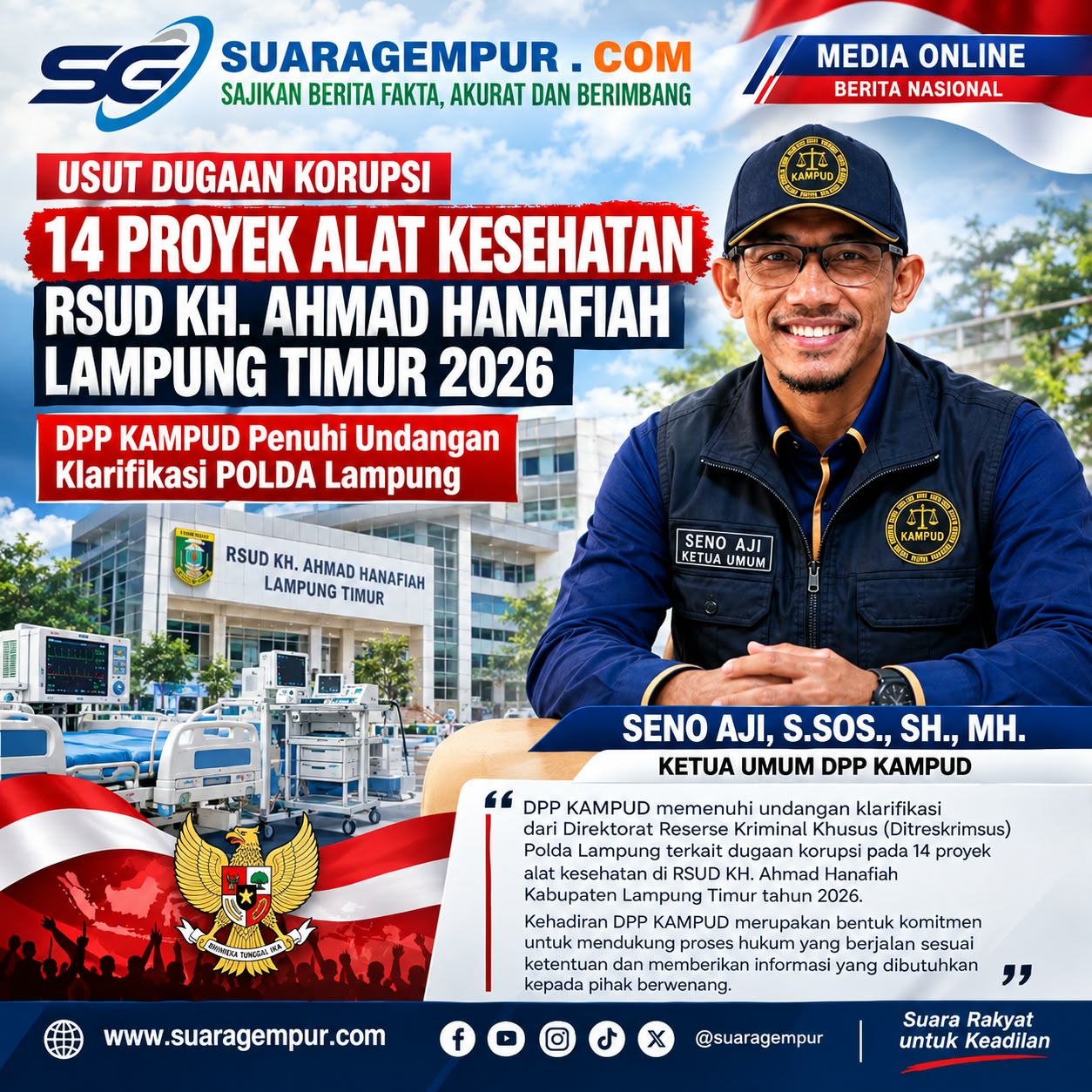 DPP KAMPUD Hadiri Undangan Klarifikasi di POLDA Lampung: Usut Dugaan Korupsi 14 Proyek Alkes RSUD KH Ahmad Hanafiah