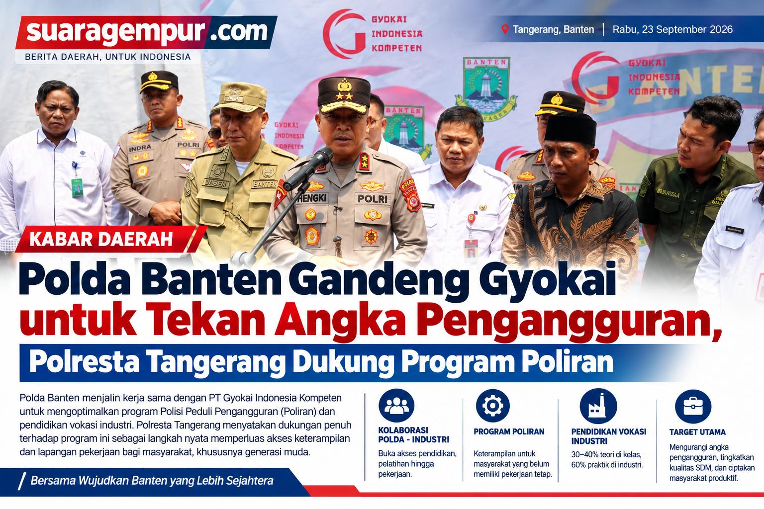 Polda Banten Gandeng Gyokai untuk Tekan Angka Pengangguran, Polresta Tangerang Dukung Program Poliran