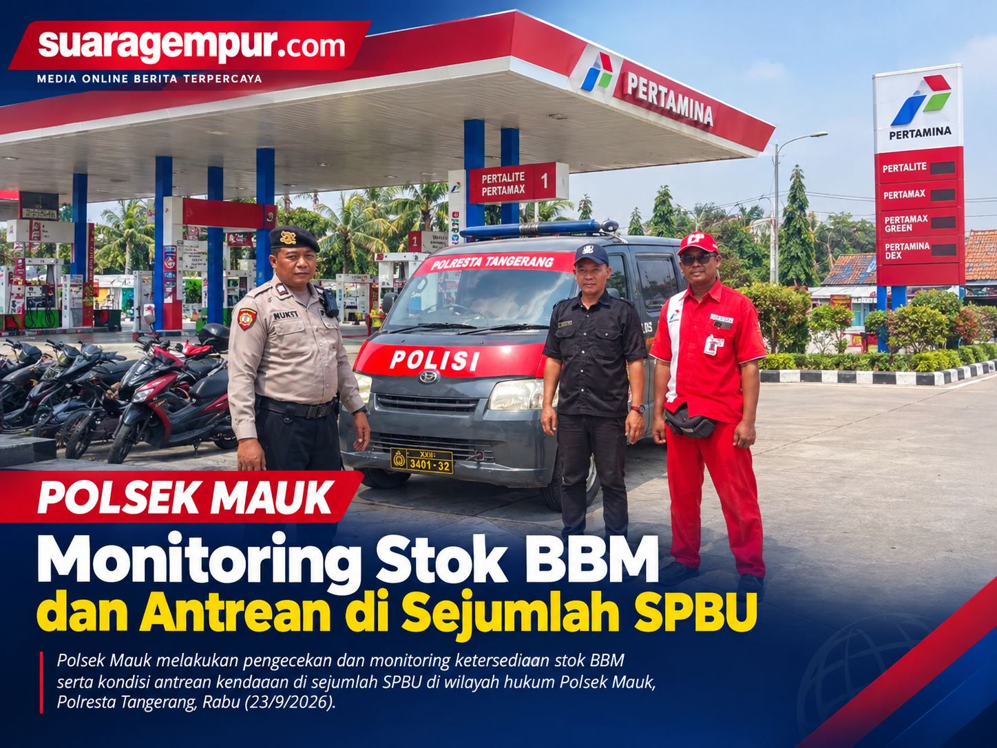 Polsek Mauk Monitoring Stok BBM dan Antrean di Sejumlah SPBU