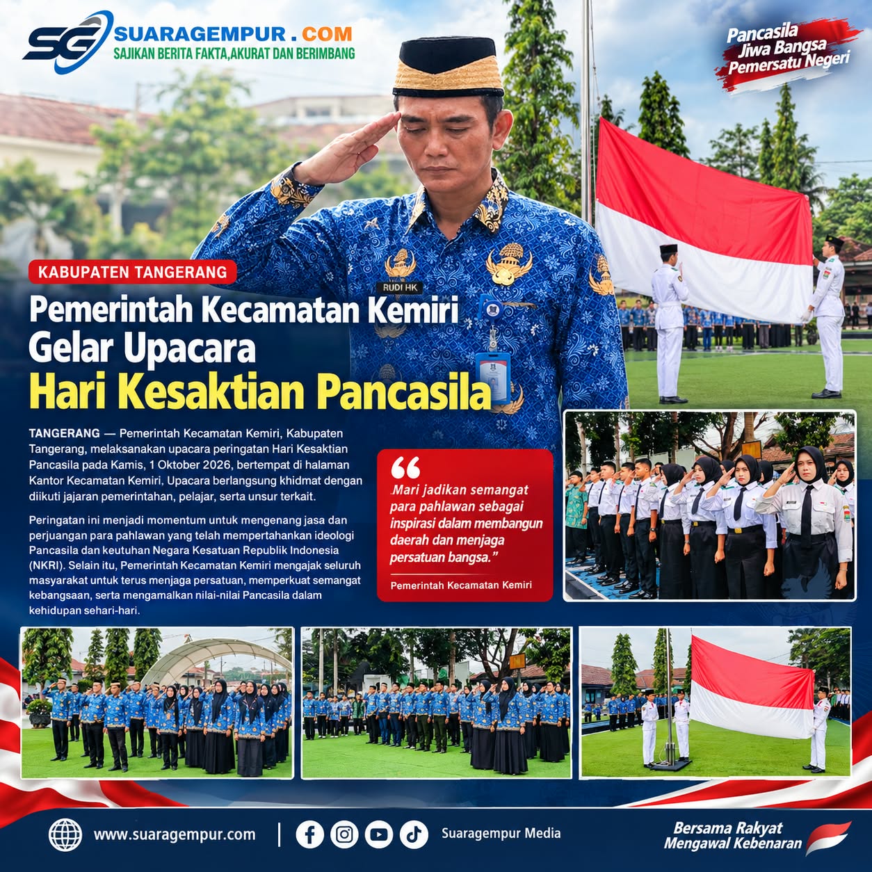 Pemerintah Kecamatan Kemiri Gelar Upacara Hari Kesaktian Pancasila