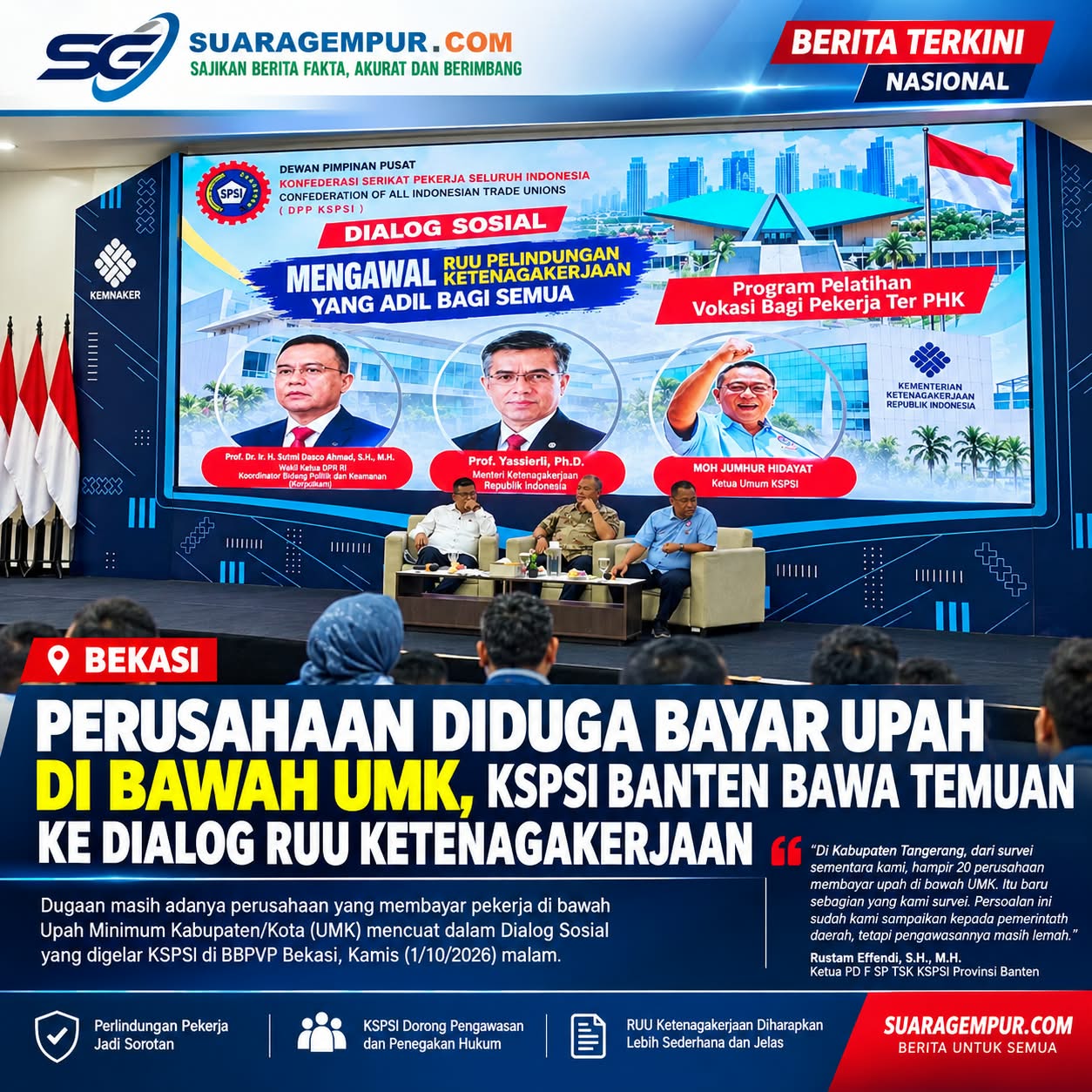 Perusahaan Diduga Bayar Upah di Bawah UMK, KSPSI Banten Bawa Temuan ke Dialog RUU Ketenagakerjaan