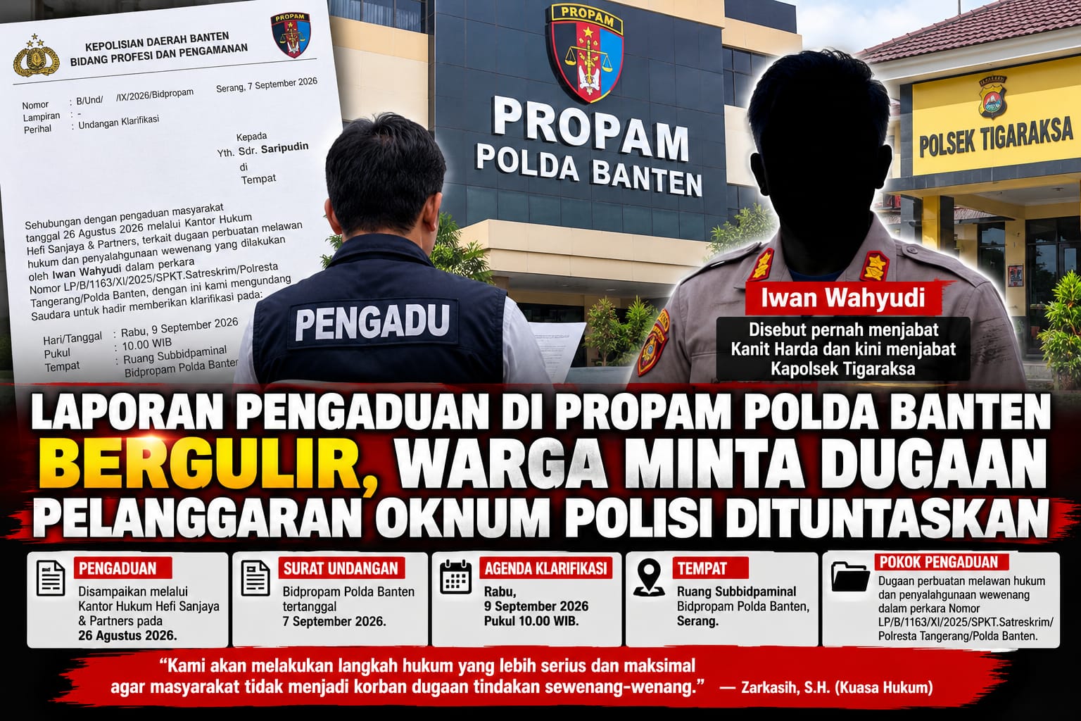 Pengaduan Iwan Wahyudi Bergulir di Propam Polda Banten, Kuasa Hukum Desak Pengusutan Tuntas Dugaan Penyalahgunaan Wewenang